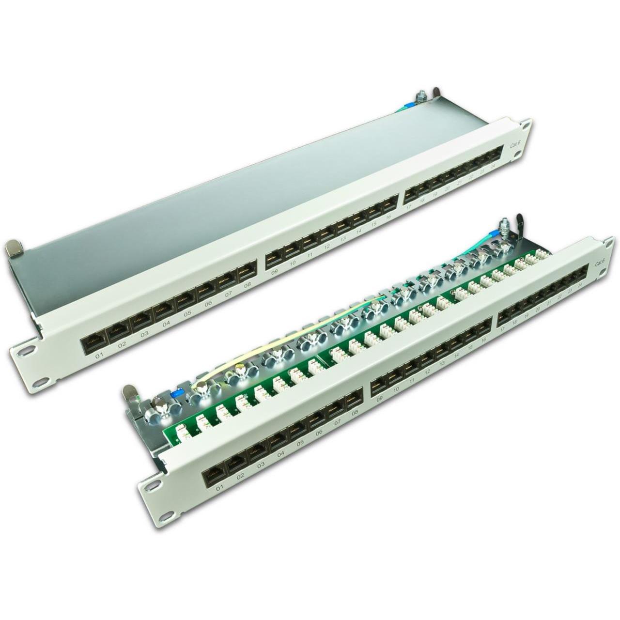 Wirewin 24 porte 19" KAT6 Patch Panel, schermato, LSA+, grigio chiaro Patch Panel, Accessori per server, Grigio