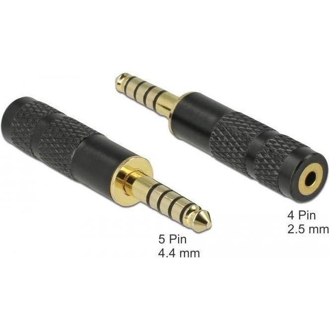Delock Adapter Klinkenstecker 4,4mm 5 Pin zu Klinkenbuchse 2,5mm 4 Pin (Klinkenadapter), Audio Adapter, Schwarz