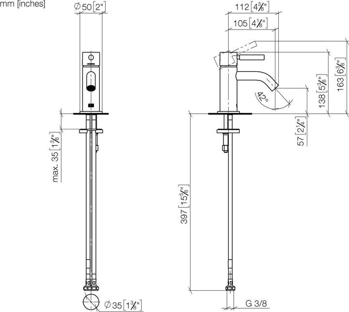 Actual product image Dornbracht Dornb Single-lever basin mixer META Ausldg 105mm without pop-up waste chrome