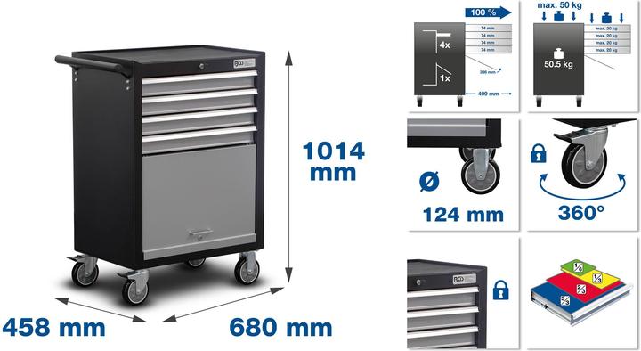 Actual product image BGS Workshop Trolley "Trainee" 4 Drawers with 151 Tools (151 x)