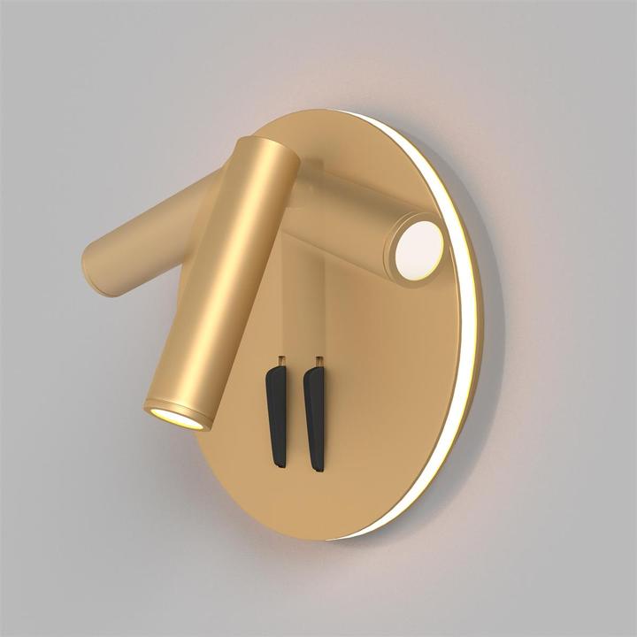 Actual product image Maytoni Ios 176 LED Wall Light 9W Round Matt Gold Warm White (275 lm)