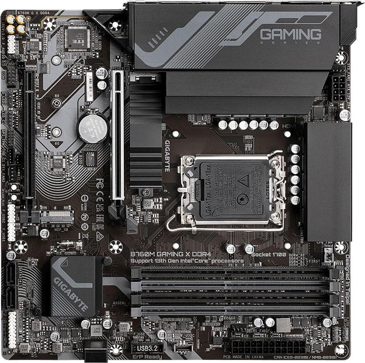 Actual product image Gigabyte MB GBT Intel 1700 B760M GAMING X DDR4 (LGA 1700, Intel B760 Express, Mini-ATX)