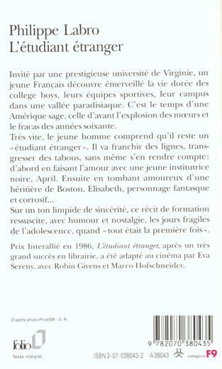 Immagine prodotto L'étudiant étranger (Francese, Labro Philippe, 1994)