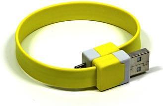 Neutral USB cable (2.0), USB A plug - microUSB plug, 0.25m, yellow, wrist strap, EOL (0.25 m, USB 2.0)