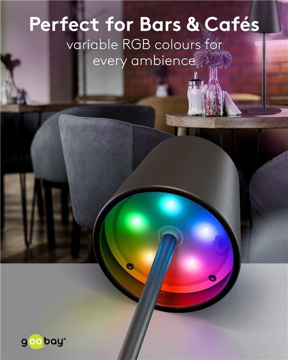 Actual product image Goobay Wireless LED table lamp RGB, black (150 lm)