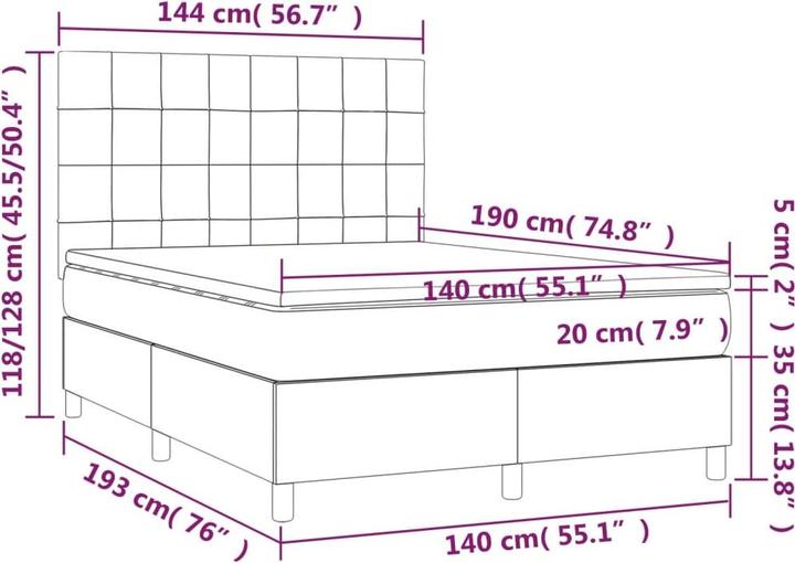 Actual product image vidaXL Boxspringbett (140 x 190 cm)