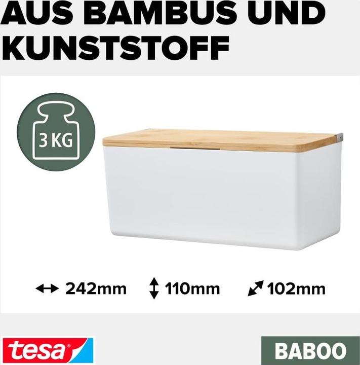 Actual product image tesa BABOO Storage box with lid, medium size incl. adhesive solution without drilling