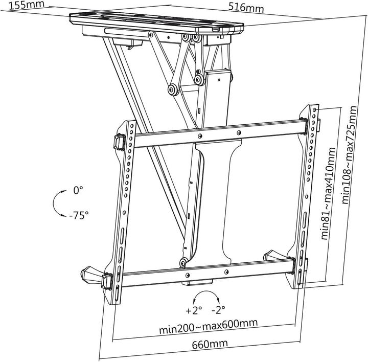 Actual product image Maclean UCHWYT DO TV ELEKTRYCZNY SUFITOWY 32 -70 35KG MC-880T (Ceiling, 35 kg, 32" - 70")
