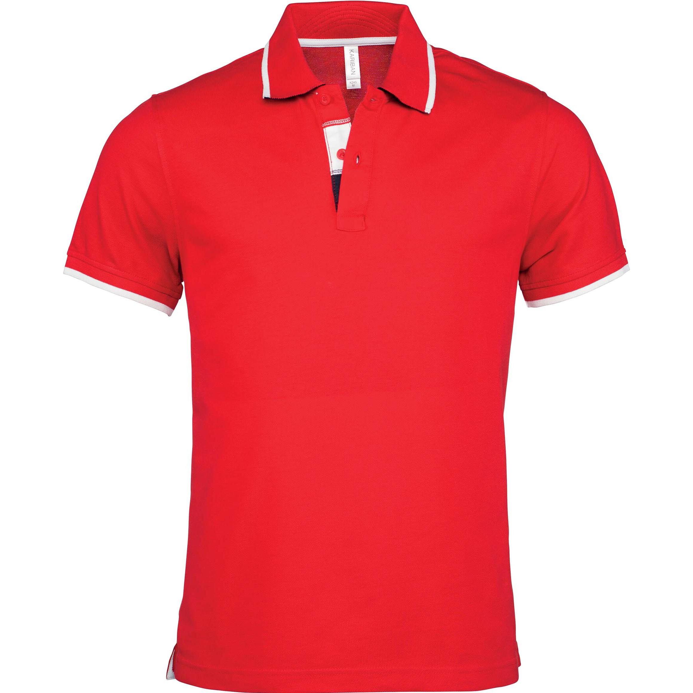 Kariban, Herren, Shirt, Piqué-Poloshirt, Rot, Weiss, Blau, (M)
