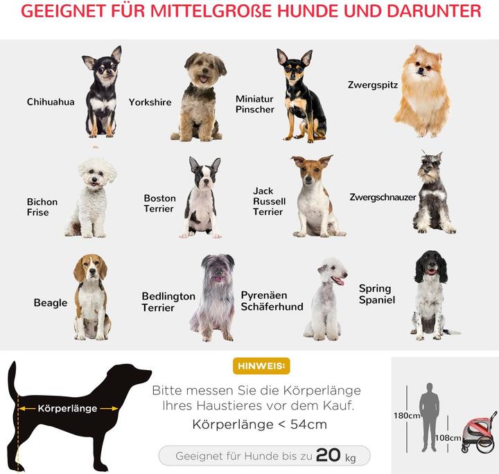 Produktbild PawHut 2-in-1 Hundewagen und Anhänger mit Luftpumpe und roter Fahne