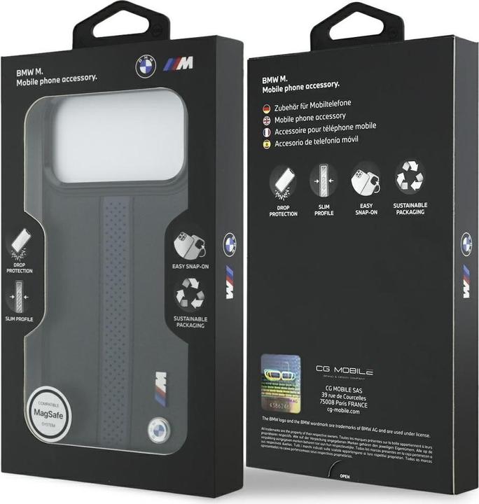 Produktbild BMW Etui M Perforated Stripe Logo MagSafe do iPhone 17 Pro Max niebieski (Apple iPhone 17 Pro Max)