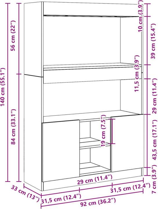 Actual product image vidaXL Louiza (92 x 33 x 140 cm)