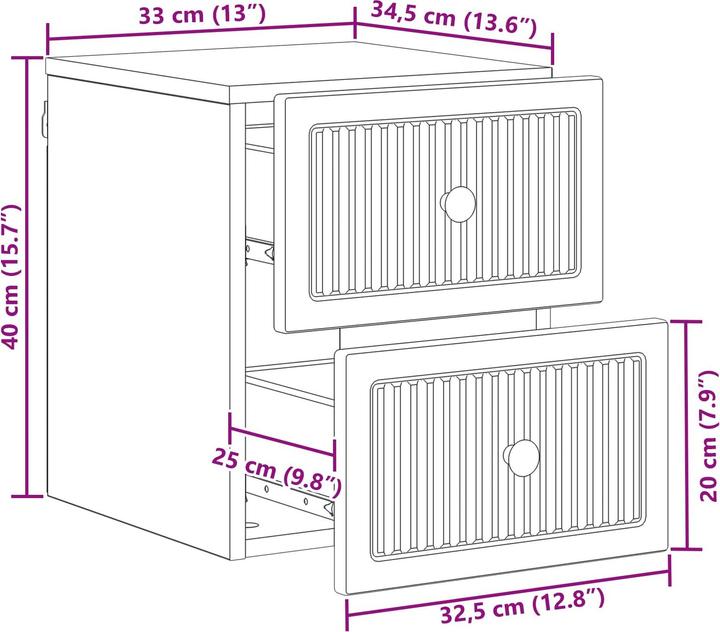 Produktbild vidaXL Wandaufbewahrung (34.50 x 33 x 40 cm)