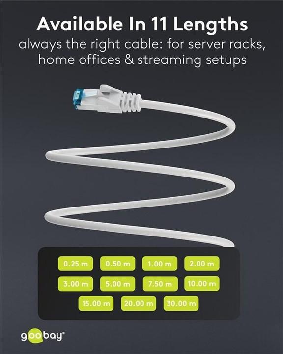 Produktbild Goobay CAT 6A Patchkabel S/FTP PiMF, weiss (PiMF, S/FTP, CAT6a, 7.50 m)