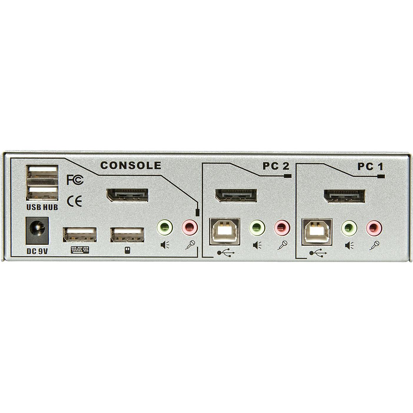 Thumbnail - Lindy 2 Port DisplayPort 1.2 KVM Switch Pro Audio USB 2.0, KVM Switch, Silber