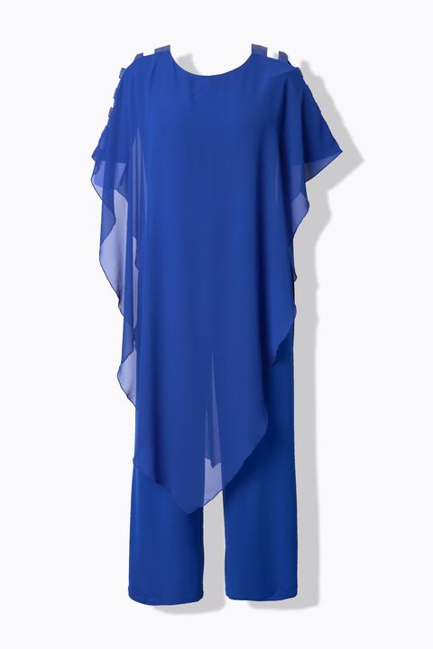 Actual product image Ulla Popken Layered Chiffon Wrap Jumpsuit (54)
