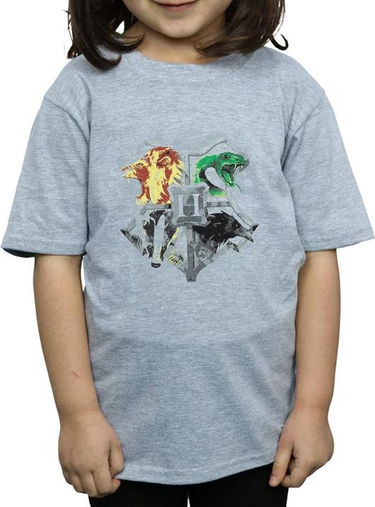Actual product image Girls Hogwarts Painted Crest Cotton T-Shirt (140, 146)