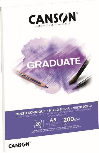 Actual product image Canson GRADUATE MIXED MEDIA study pad, white, DIN A5 (A5, Plain)