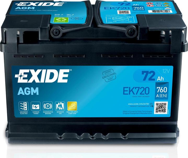 Exide EK720 (12 V, 72 Ah, 760 A)