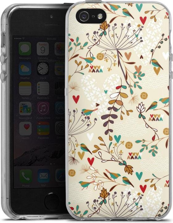 DeinDesign Silikon Hlle fr Apple iPhone SE (2016-2019) Handyhlle Case  Smartphone Schutzhlle Blumen Retro