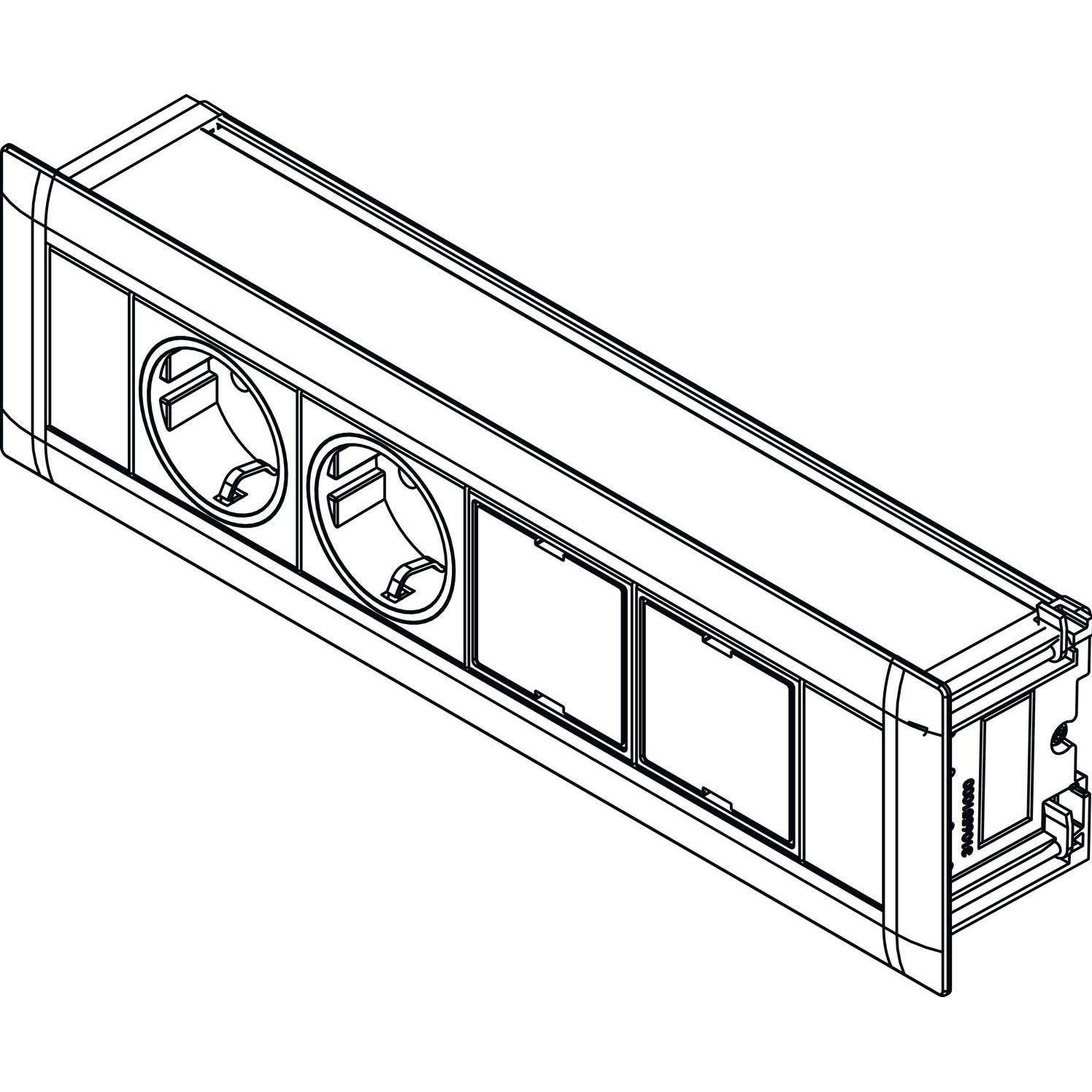 Evoline, Steckdosenleiste, Frame-Dock Data Steckdosenleiste 2-fach, 2 freie Modulplätze schwarz (2 x, 3 m)