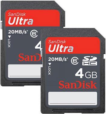 Produktbild SanDisk Ultra SDHC Card, 2-Pack (4 GB, SDHC)