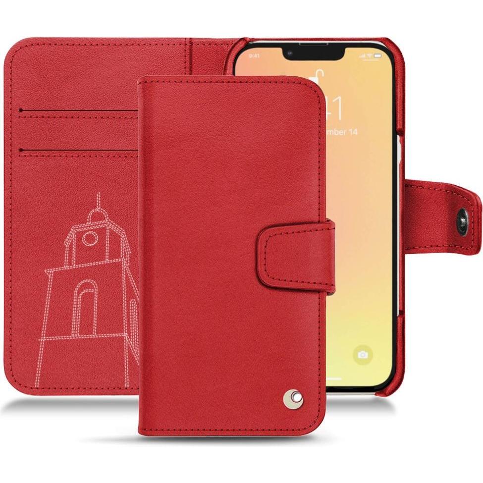 Noreve Lederschutzhülle Wallet (Apple iPhone 13 mini), Smartphone Hülle, Rot