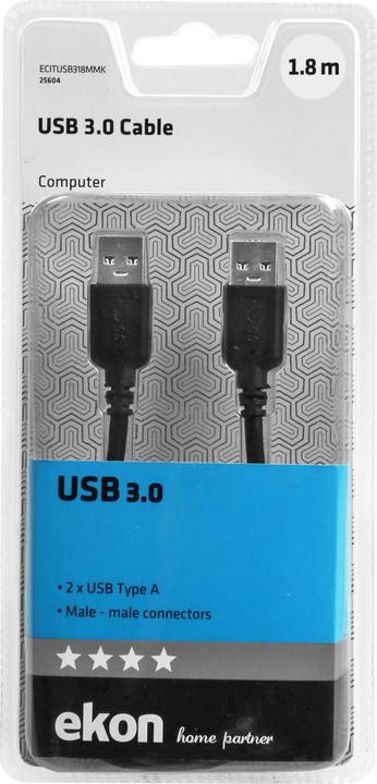 Image du produit Ekon Câble USB 3.0 mâle de type A (1.80 m, USB 3.2 Gen 1)