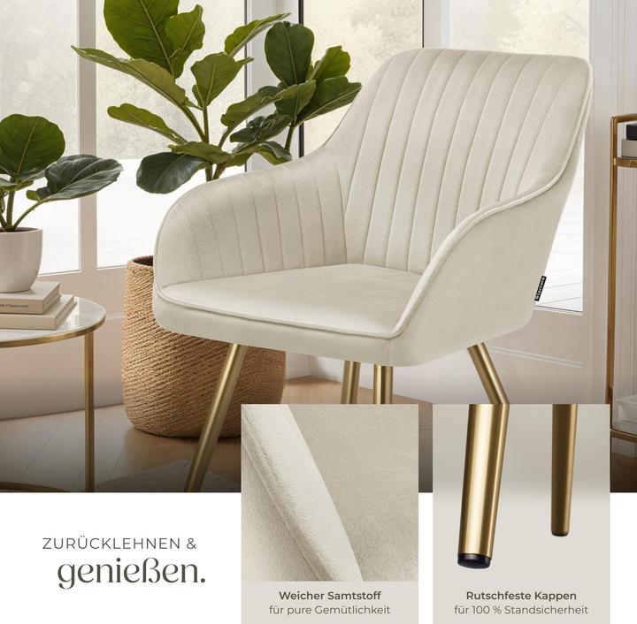Actual product image tectake chair Marilyn, velvet look, quilted