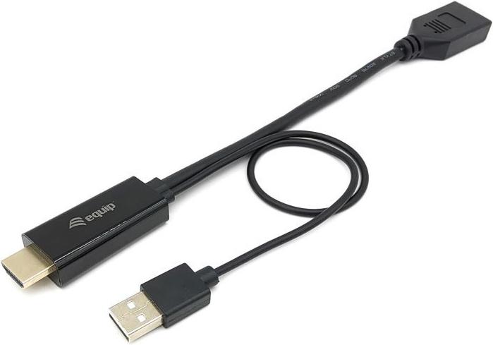 Produktbild equip HDMI Adapter Displayport St/Bu /60Hz sw (HDMI, 0.60 cm)