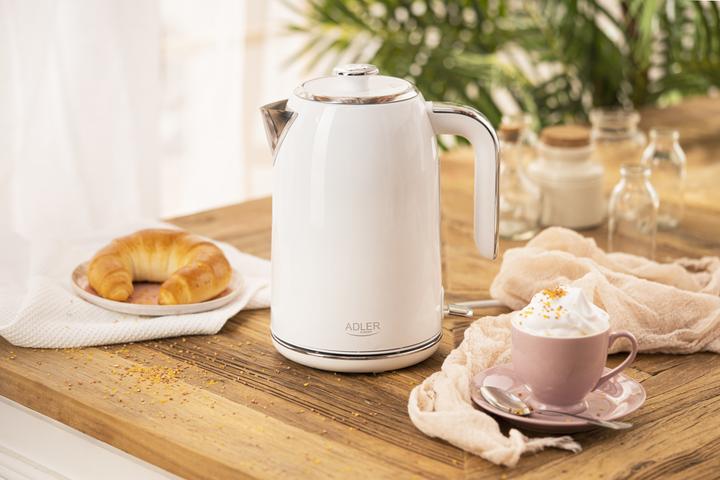 Produktbild Adler AD 1341 Electric, 2200 W, 1.7 L, Stainless steel, 360 ° rotational base, White (1.70 l)