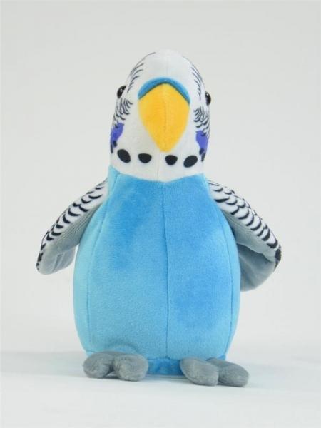 Kögler Budgie parlante animale blu balbettante con microfono, parla dopo (21 cm)