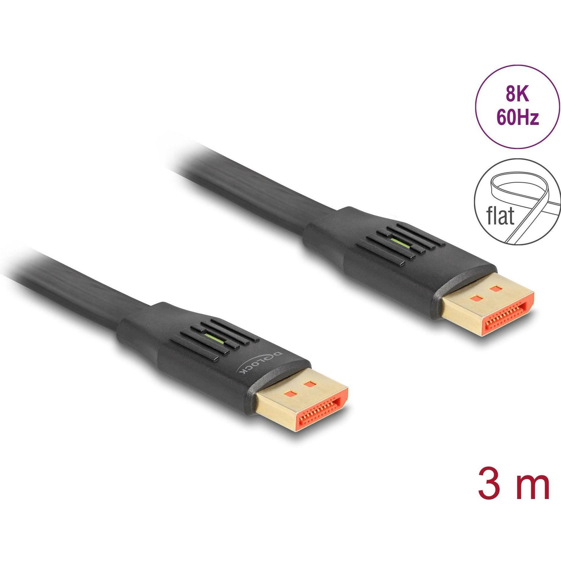Thumbnail - Delock DisplayPort Flachbandkabel 8K 60 Hz 3 m (3 m, DisplayPort), Video Kabel