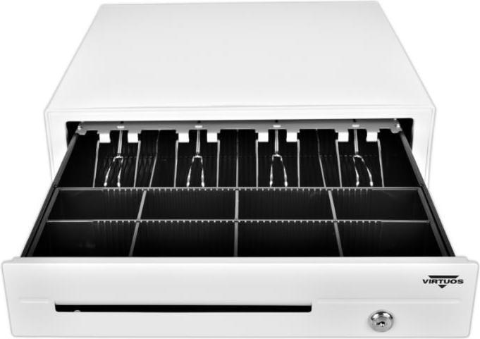 Produktbild Virtuoso Virtuos pokladní zásuvka C420D - s kabelem, kovové držáky, 9-24V, bílá