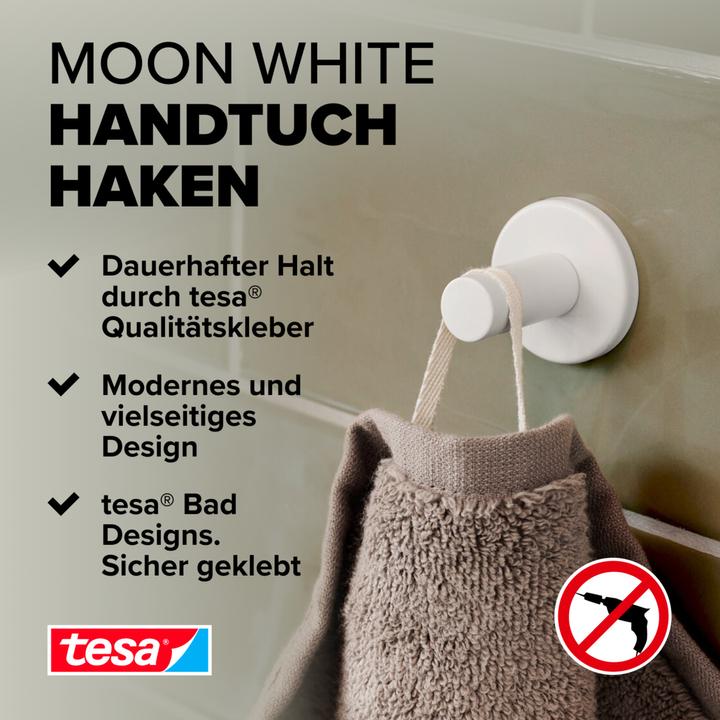 Actual product image tesa MOON WHITE Towel hook incl. adhesive solution without drilling