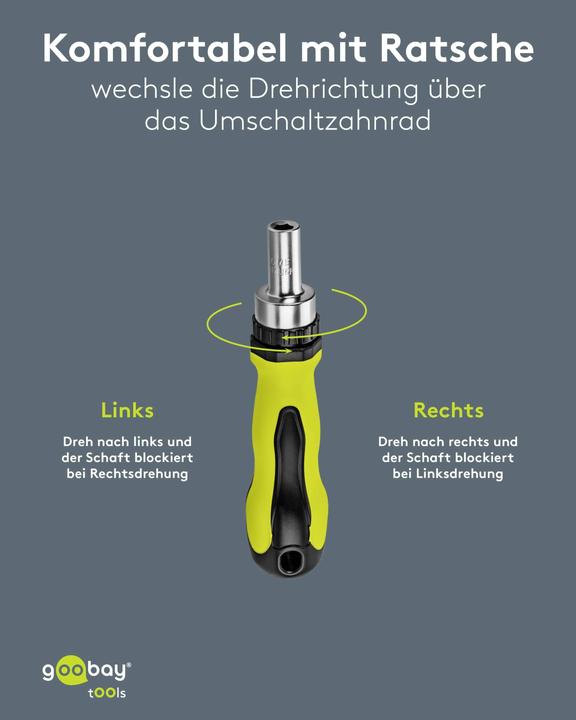 Produktbild Goobay Schraubendreher-Set mit 100-tlg. Bitsatz (Clutch, Tri-Wing)