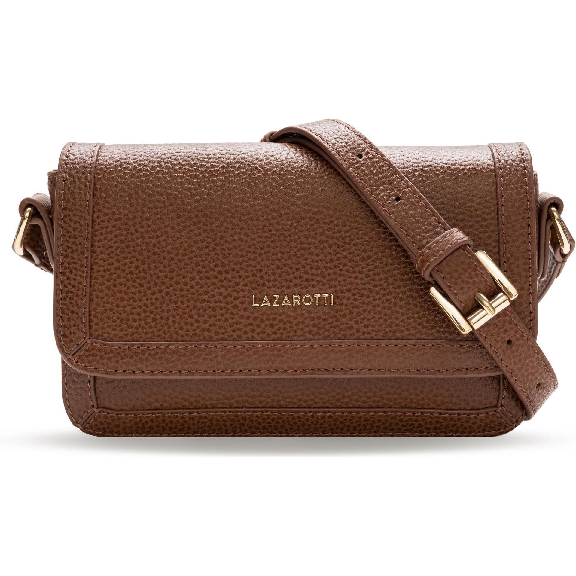 Lazarotti, Handtasche, Bologna Leather Umhängetasche Leder 21 cm, Braun
