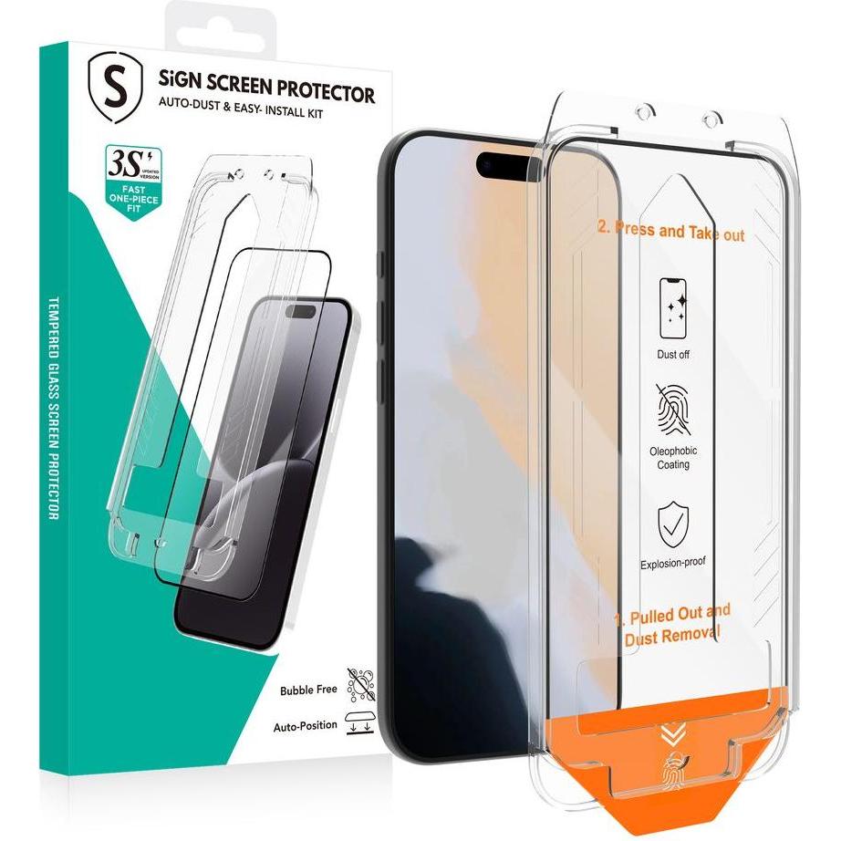 SIGN Screen Protector for iPhone 17 Pro with dust free applicator (Apple iPhone 17 Pro), Pellicola protettiva smartphone