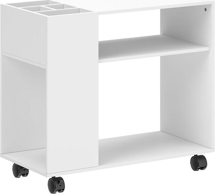 Swisshandel24 Druckertisch, unterteiltes Fach, Ablageflächen, 70x34x60cm, Weiss (70 x 34 x 60 cm)