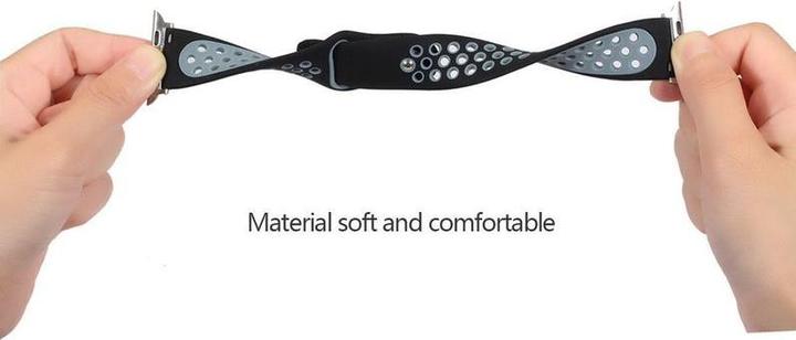 Immagine prodotto Hermex Apple Watch 44mm / 42mm S / M Silicone Sport Strap Cinturino Morbido BLU BIANCO (44 mm, 42 mm, Silicone)