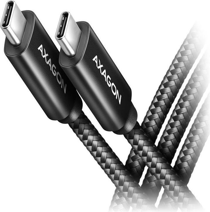 Actual product image Axagon BUCM432-CM10AB USB-C to USB-C cable, USB4 Gen 3×2, 1m, PD 100W, 8K HD, ALU, braided - black (1 m, USB 4.0, 100 W)