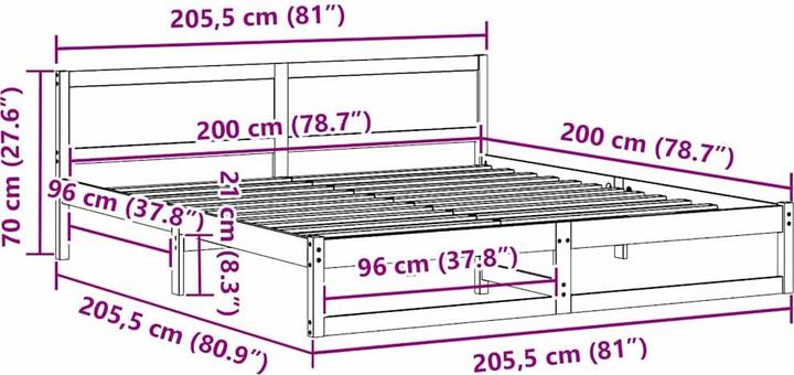 Actual product image vidaXL Bettgestell (200 x 200 cm)
