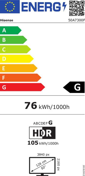 Energie-Label Hisense TV 50A7300F (50", A7300F, LED, 4K)