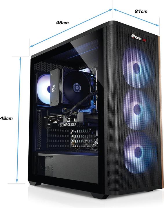 Actual product image Kiebel Gaming PC Cobra V AMD Ryzen 5 5500, 32GB DDR4, NVIDIA RTX 3050 8 GB, 1TB SSD, Windows 11 (AMD Ryzen 5 5500, 32 GB, 1 TB, GeForce RTX 3050)