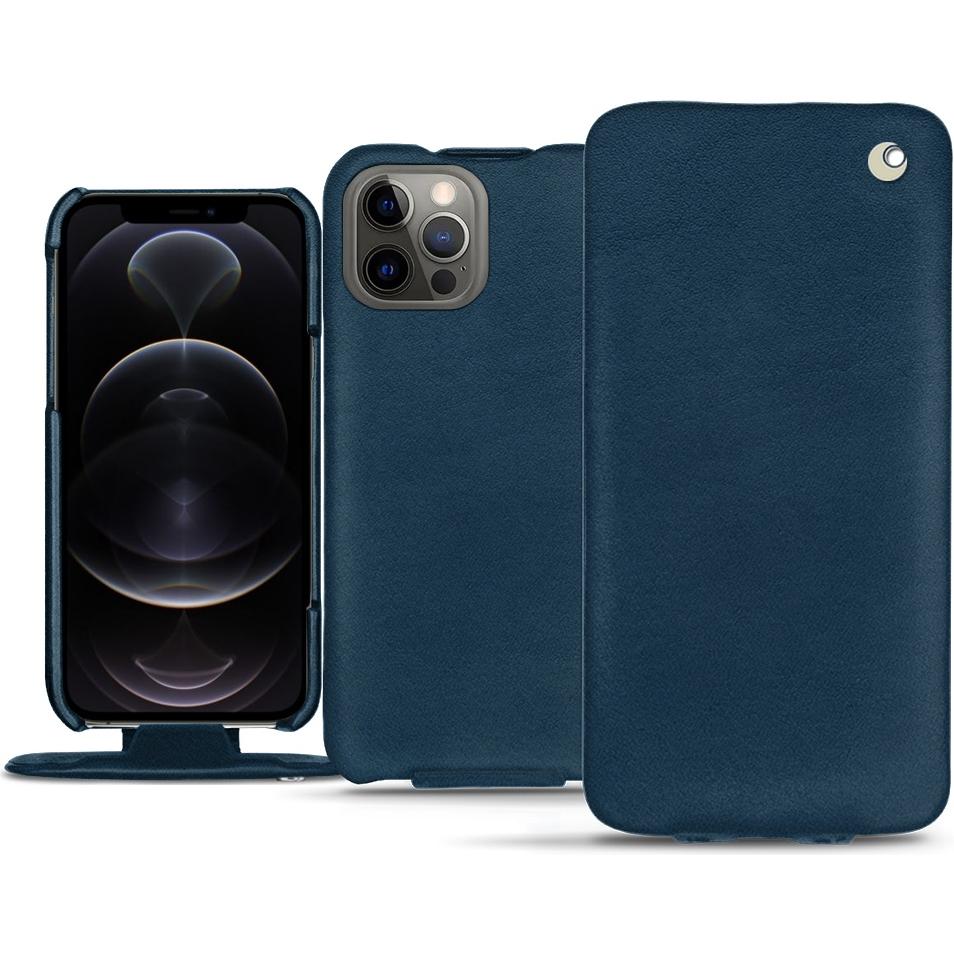 Noreve Lederschutzhülle vertikal (Apple iPhone 12 Pro Max), Smartphone Hülle, Blau