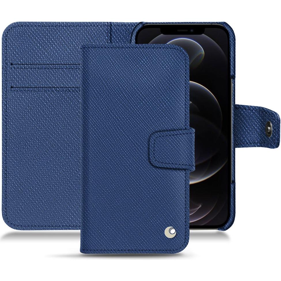 Noreve Lederschutzhülle Wallet (Apple iPhone 12 Pro), Smartphone Hülle, Blau