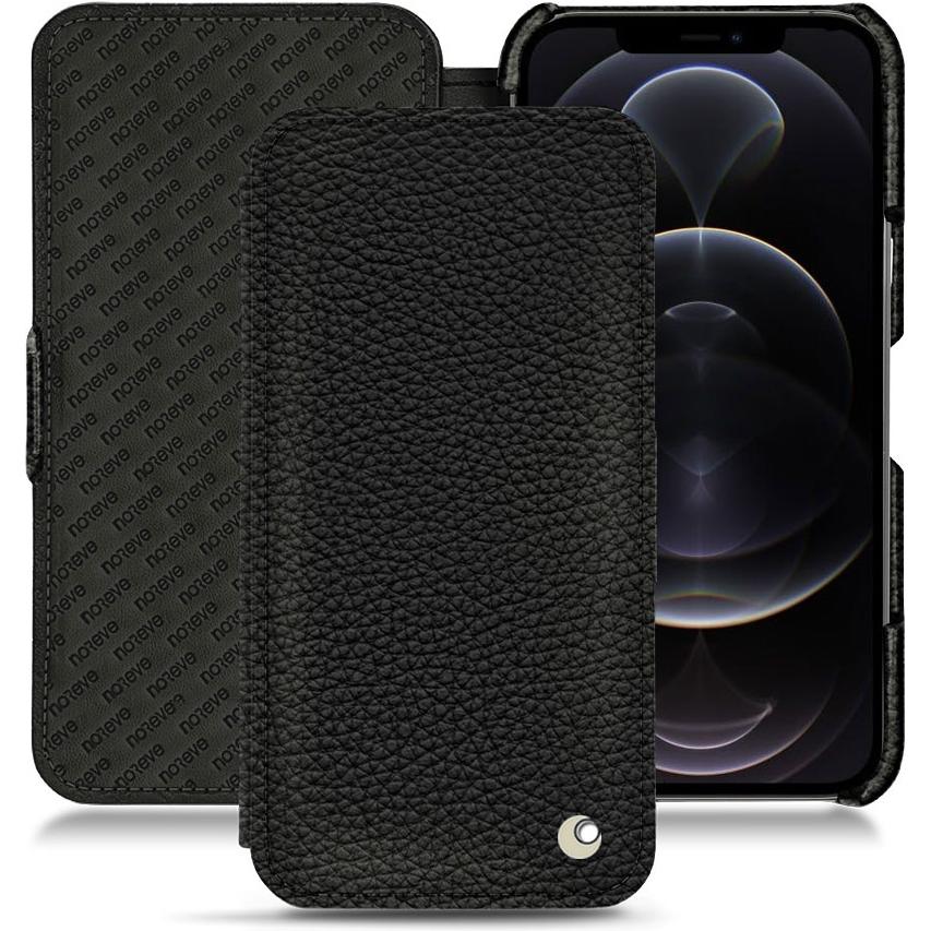 Noreve Lederschutzhülle horizontal (Apple iPhone 12 Pro), Smartphone Hülle, Schwarz
