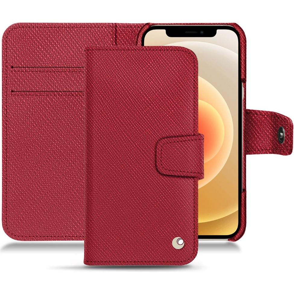 Noreve Lederschutzhülle Wallet (Apple iPhone 12 mini), Smartphone Hülle, Rot