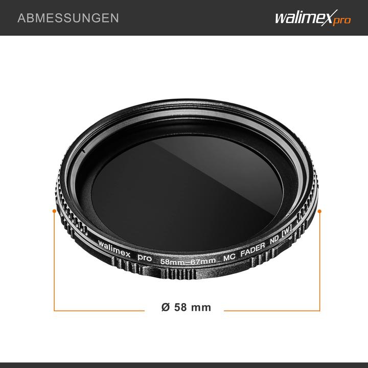 Image du produit Walimex pro par fader ND ND2 - ND400 revêtu 58 mm (58 mm, Filtre gris neutre, 58 mm)