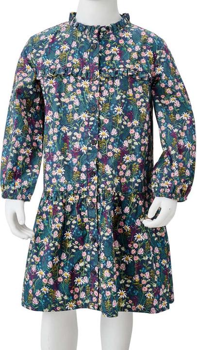 Produktbild VidaXL Kinderkleid mit Langen Ärmeln Dunkelblau 128,Material: 100 (128)